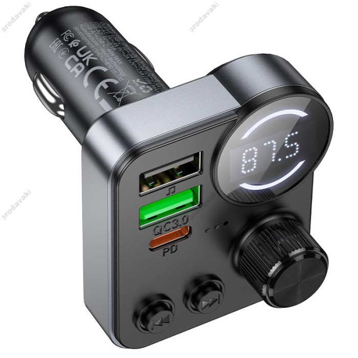 FM - трансмітер HOCO E86 Alegria dual port car BT Black