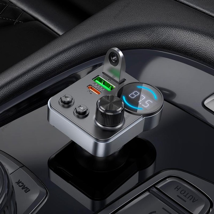 FM - трансмітер HOCO E86 Alegria dual port car BT Black