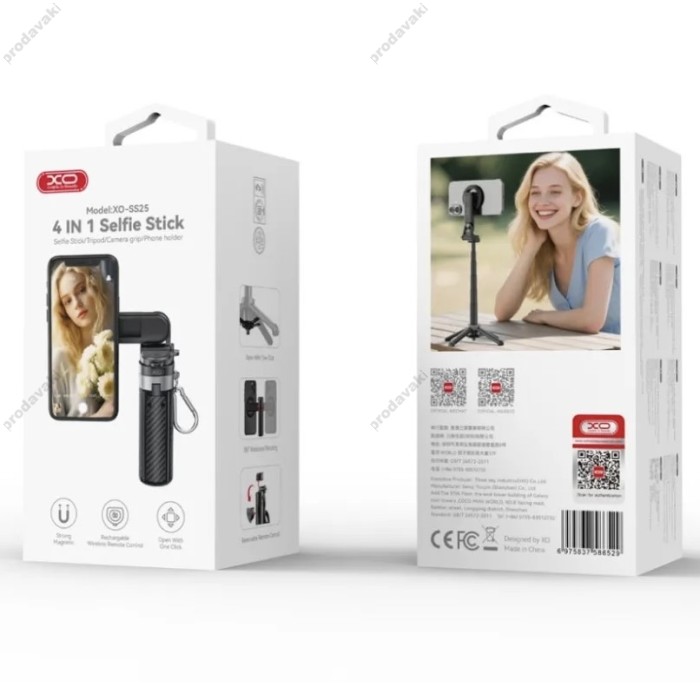 Монопод-трипод XO SS25 Multi-functional Mini Bluetooth Magnetic Selfie Stick 0.40m Black