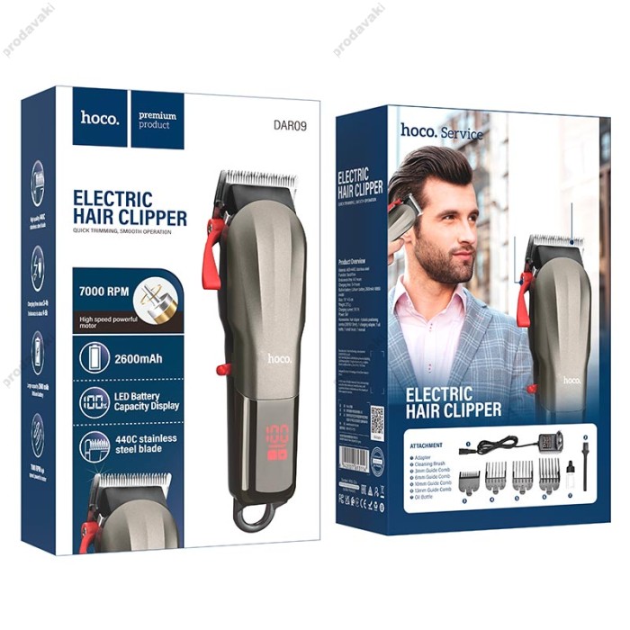 Машинка для стрижки волосся Hoco DAR09 Admire Hair clipper 440C LED Display Grey