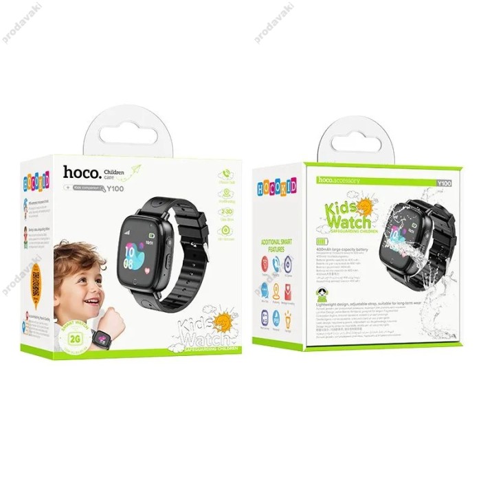 Дитячий смарт-годинник HOCO Y100 children watch with call function call gsm hd camera ip65 Black