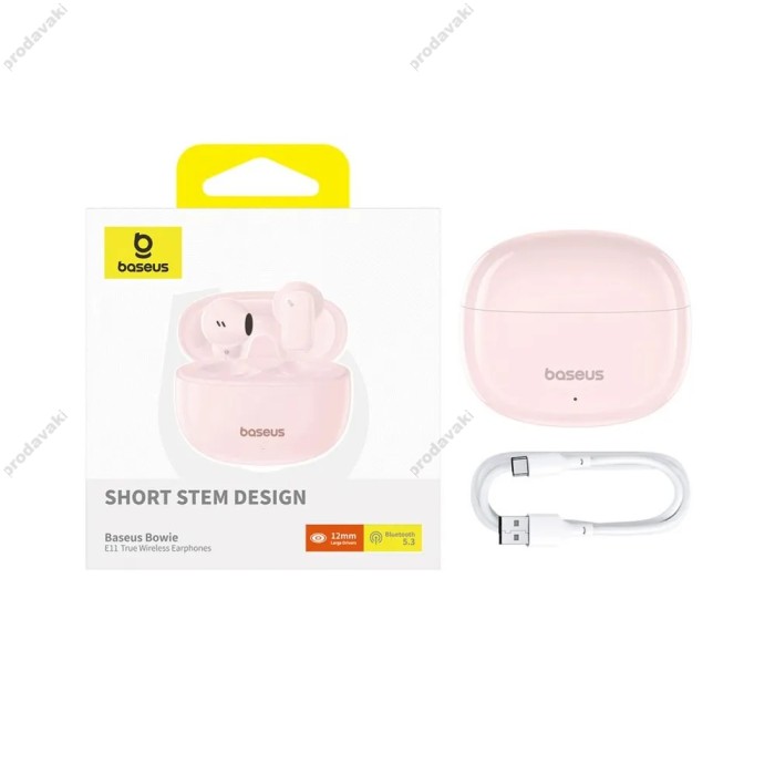 Бездротові Bluetooth навушники Baseus Bowie E11 True Wireless Earphones BT 5.3 Pink A00053500413-Z1