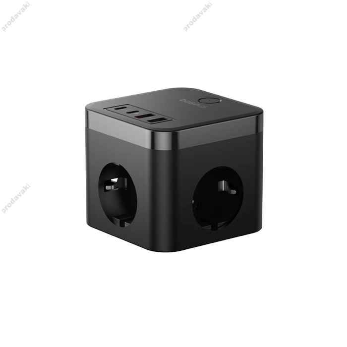 Подовжувач мережі фільтр Baseus PowerCombo Cube Power Strip 3AC+2U+2C 30W 1.5m EU Black E00066400117-00