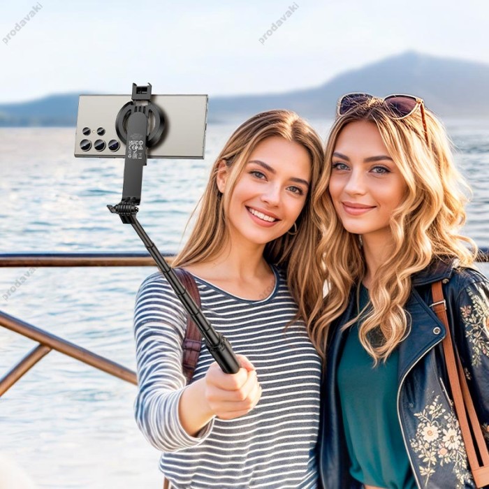 Монопод-трипод HOCO K25 Sherkhan magnetic aluminum alloy live broadcast holder 1.5m Black