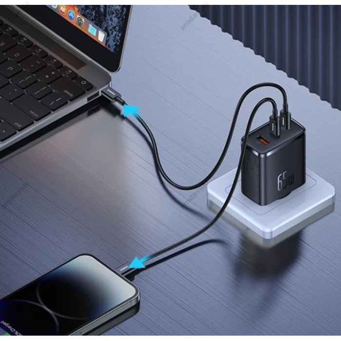 Мережевий зарядний пристрій Baseus Cube Pro Fast Charger 2C+U 65W Black P10152301113-00