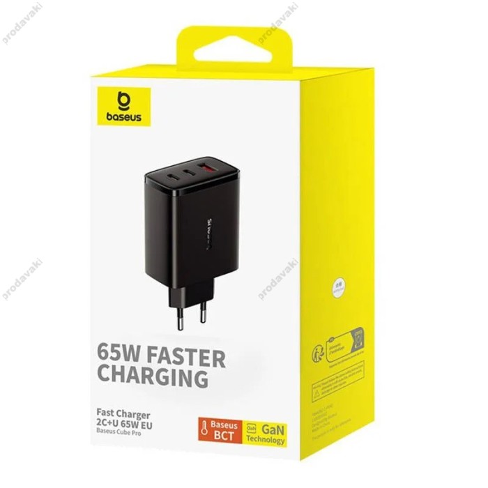 Мережевий зарядний пристрій Baseus Cube Pro Fast Charger 2C+U 65W Black P10152301113-00