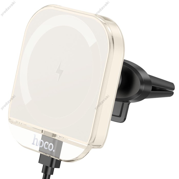 Автомобільний тримач із бездротовою зарядкою Hoco HW17 Crystal magnetic wireless 15W White