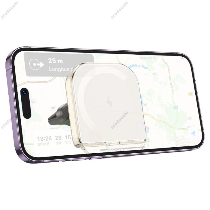 Автомобільний тримач із бездротовою зарядкою Hoco HW17 Crystal magnetic wireless 15W White