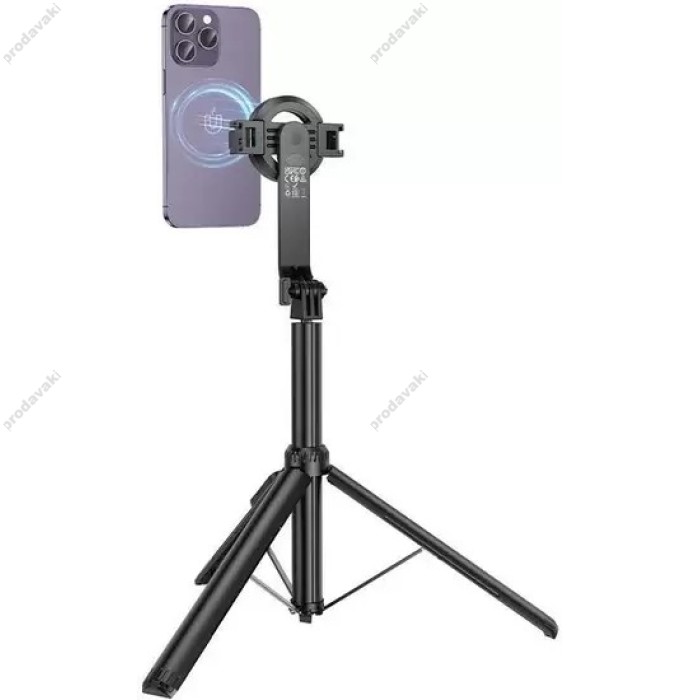 Монопод-трипод HOCO K25 Sherkhan magnetic aluminum alloy live broadcast holder 1.5m Black