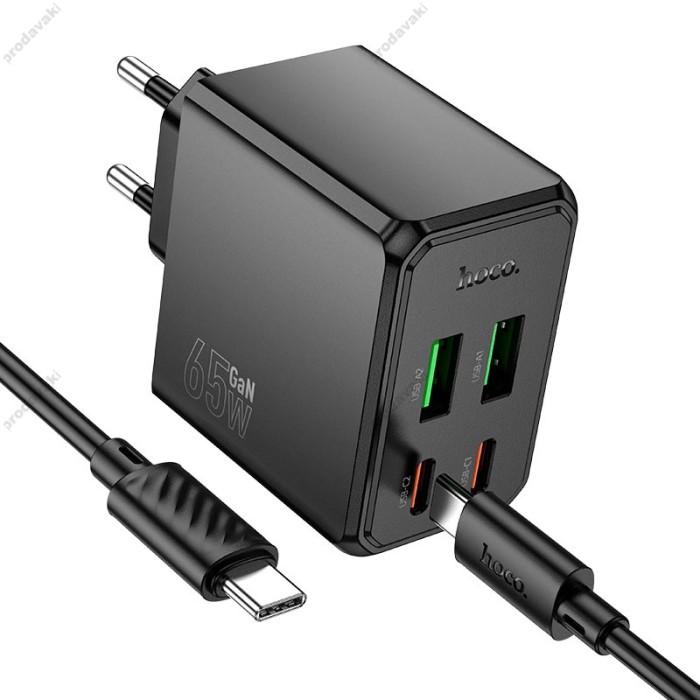 Мережевий зарядний пристрій HOCO CS19A Ocean charger Type-C cable 65W Black