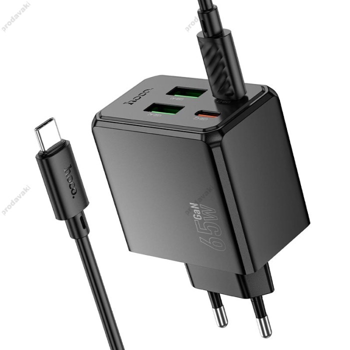Мережевий зарядний пристрій HOCO CS19A Ocean charger Type-C cable 65W Black