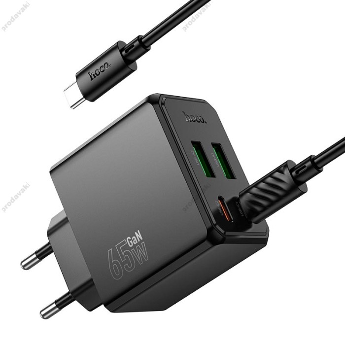 Мережевий зарядний пристрій HOCO CS19A Ocean charger Type-C cable 65W Black