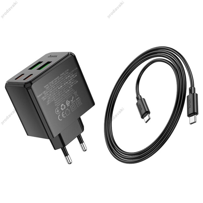 Мережевий зарядний пристрій HOCO CS19A Ocean charger Type-C cable 65W Black