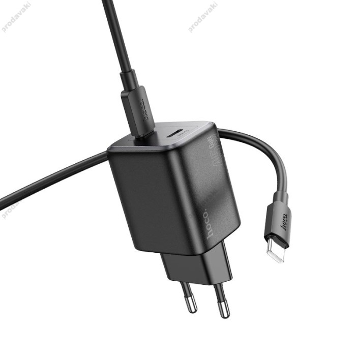 Мережевий зарядний пристрій Hoco N42 Elogiado dual-port charger Type-C cable 45W Black