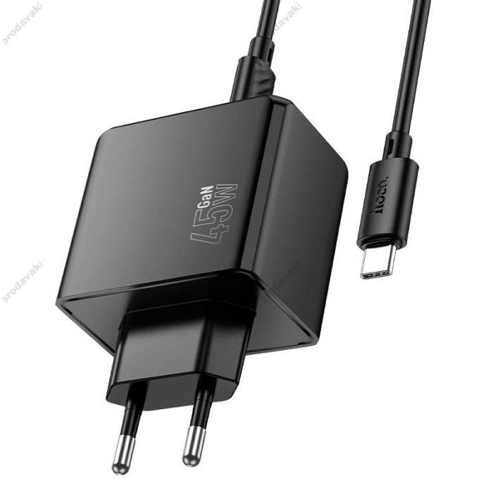 Мережевий зарядний пристрій HOCO CS18A Ocean charger Type-C cable 45W Black