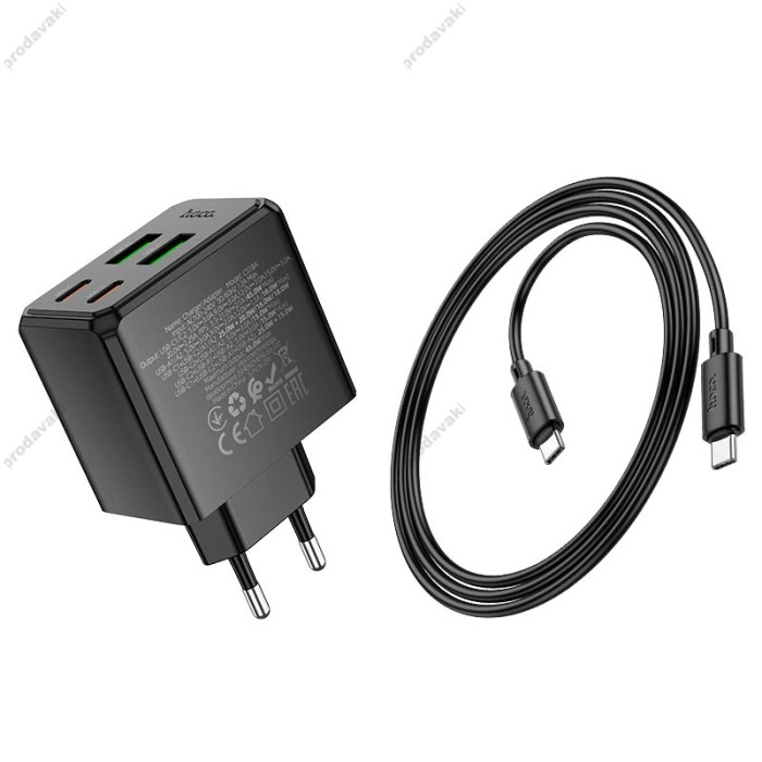 Мережевий зарядний пристрій HOCO CS18A Ocean charger Type-C cable 45W Black