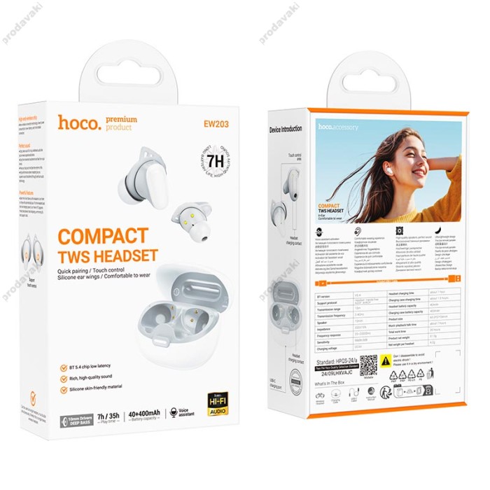 Бездротові навушники Bluetooth HOCO EW203 Jinny True Wireless Sleep Bluetooth Earbuds BT 5.3 White