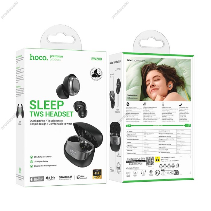 Бездротові Bluetooth навушники HOCO EW200 Elegant true wireless sleep headset BT 5.4 Black