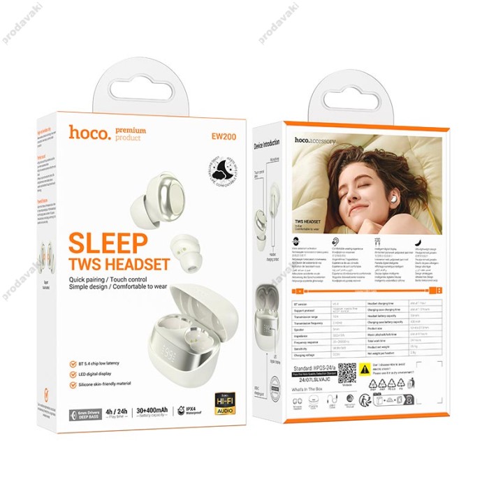 Бездротові Bluetooth навушники HOCO EW200 Elegant true wireless sleep headset BT 5.4 White