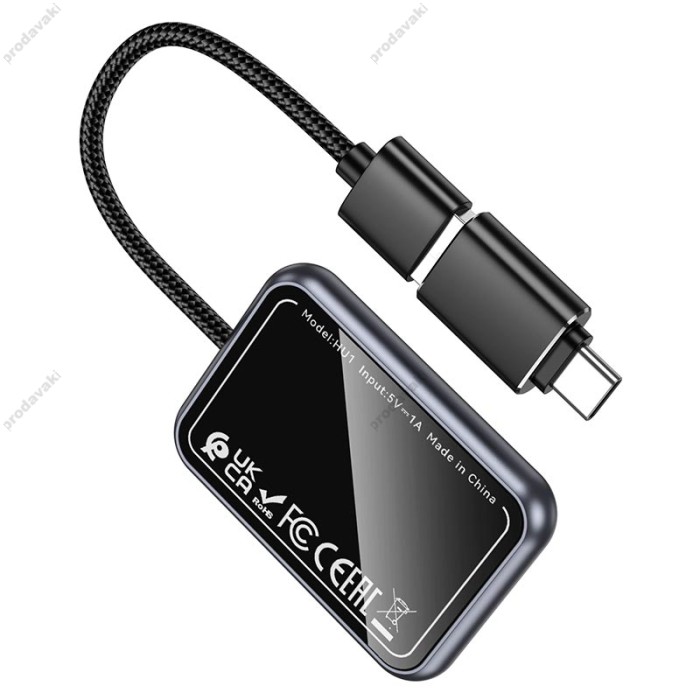 Автомобільний бездротовий адаптер Carplay Hoco HU1 Way Car wireless adapter Grey
