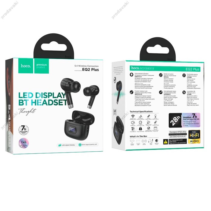 Бездротові Bluetooth навушники HOCO EQ2 Plus Thought true wireless headset BT 5.4 Black