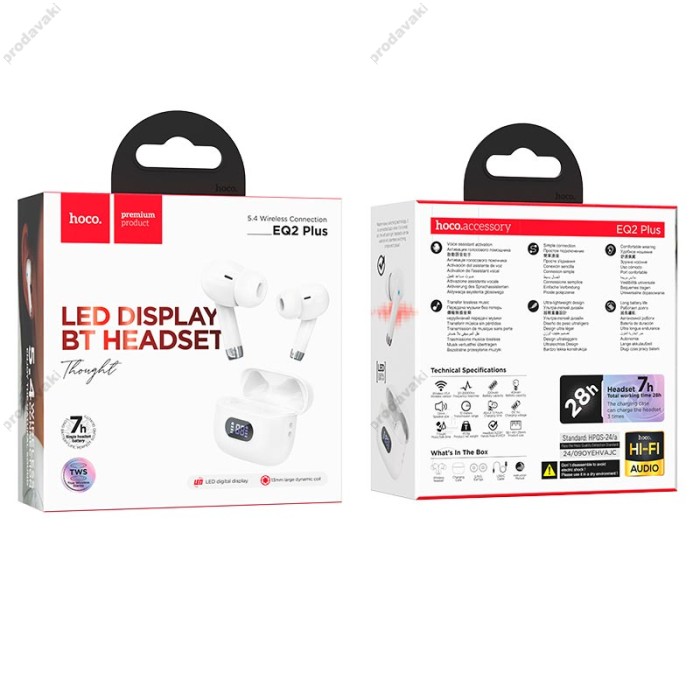Бездротові Bluetooth навушники HOCO EQ2 Plus Thought true wireless headset BT 5.4 White
