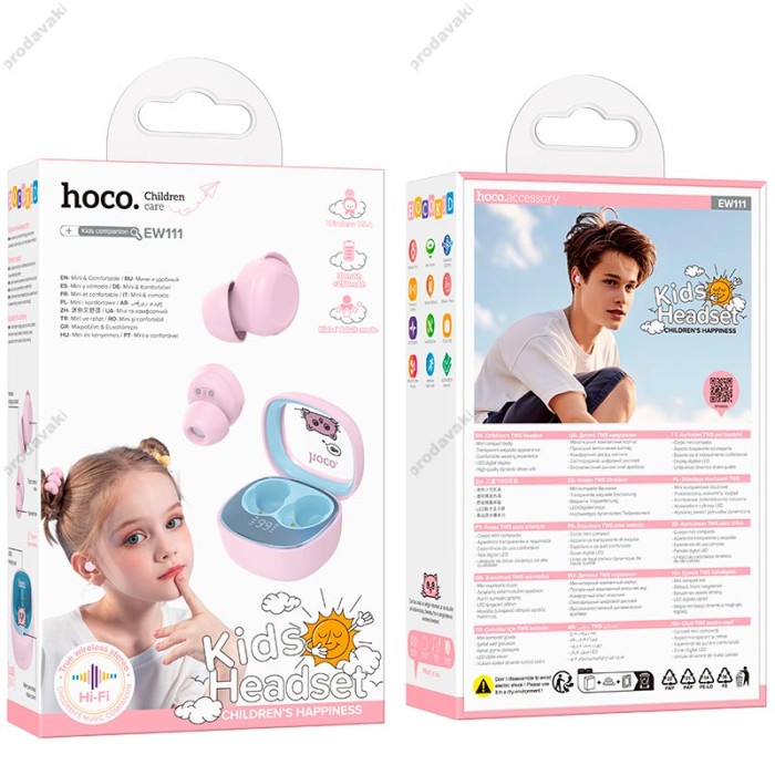 Бездротові Bluetooth навушники HOCO EW111 Friendly true wireless children headset BT 5.4 Pink