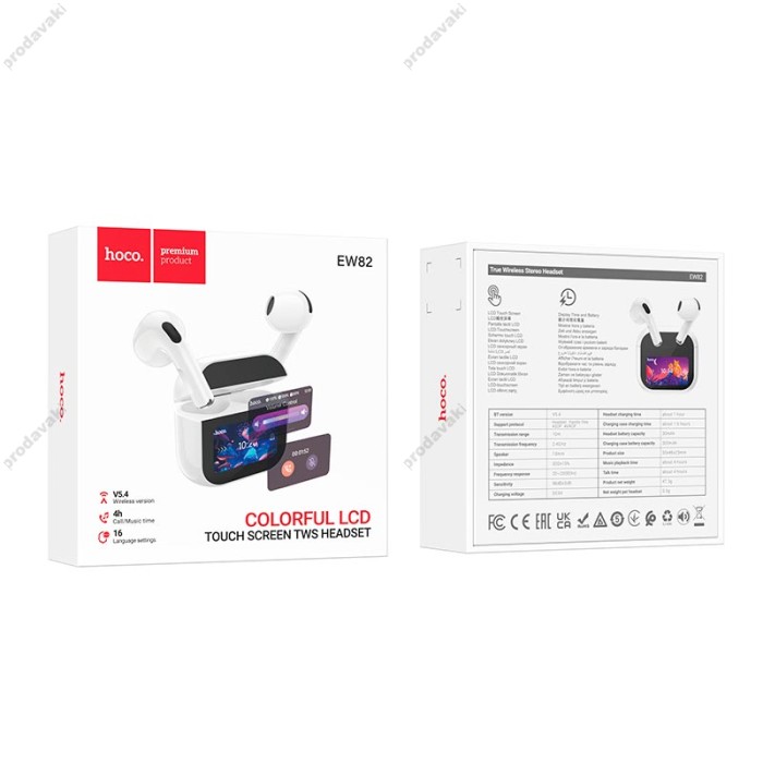 Бездротові Bluetooth навушники HOCO EW82 Sparkle true wireless touch screen headset BT 5.4 White