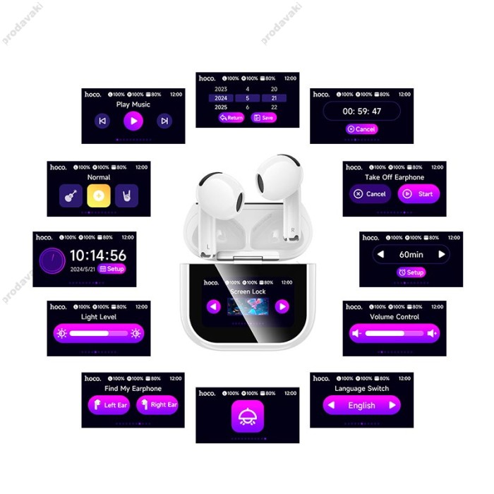 Бездротові Bluetooth навушники HOCO EW82 Sparkle true wireless touch screen headset BT 5.4 White