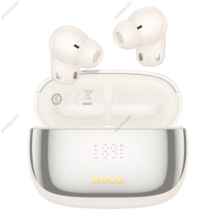 Бездротові Bluetooth навушники HOCO EQ20 Rhyme true wireless ANC+ENC noise reduction headset BT 5.4 Milky white