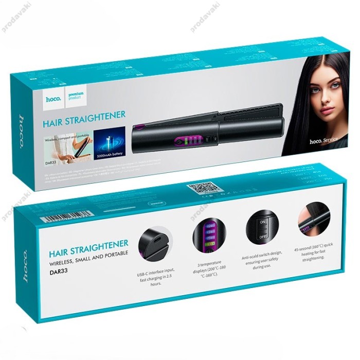 Бездротова плойка для волосся Hoco DAR33 Protect portable hair straightener Black
