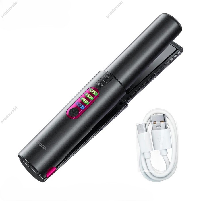 Бездротова плойка для волосся Hoco DAR33 Protect portable hair straightener Black