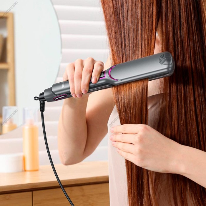 Плойка для волосся Hoco HP42 Wide board hair straightener with digital display 6 levels Grey