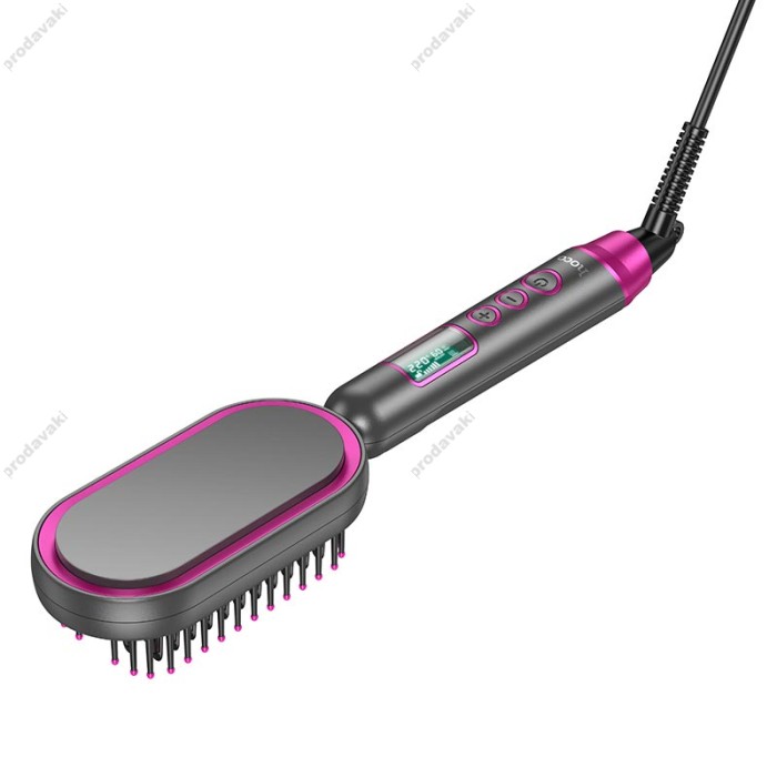 Електрична гребінець-випрямляч для волосся HOCO HP44 Electric straightening Hair comb with digital display Grey