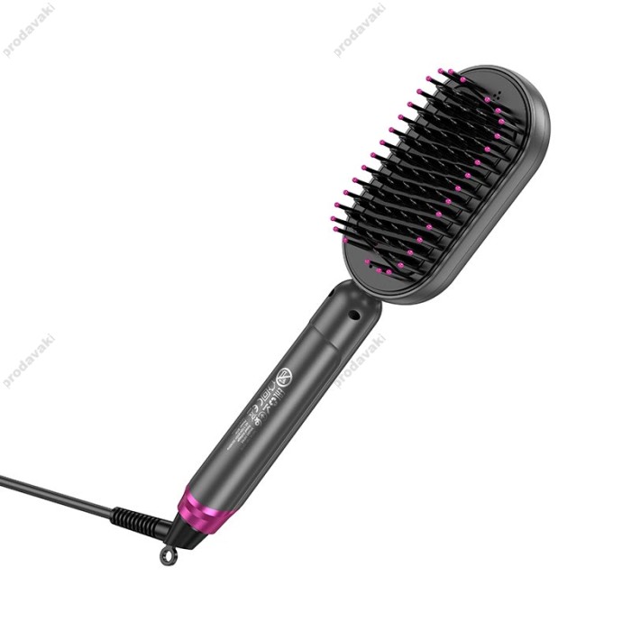 Електрична гребінець-випрямляч для волосся HOCO HP44 Electric straightening Hair comb with digital display Grey