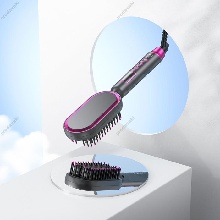 Електрична гребінець-випрямляч для волосся HOCO HP44 Electric straightening Hair comb with digital display Grey
