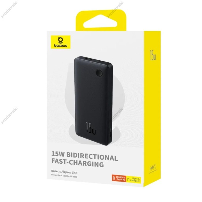 Повербанк портативний акумулятор Power bank Baseus Airpow Lite 15W 10000 mAh Black P10067500123-00