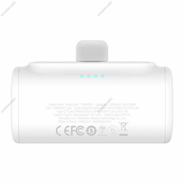 Повербанк портативний акумулятор Power Bank Baseus Compact Fast Type-C 20W 5000 mAh White P10068306213-00