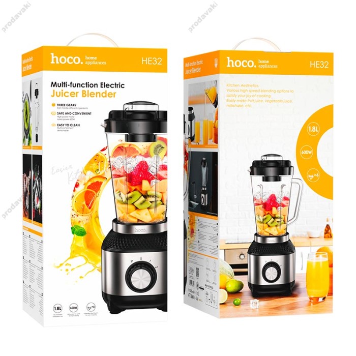 Блендер Hoco HE32 electric juicer blender 600W 1.8L Black
