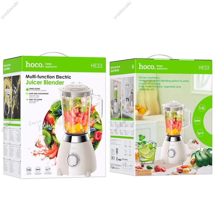 Блендер Hoco HE33 electric retro juicer blender 500W 1.5L Milky white