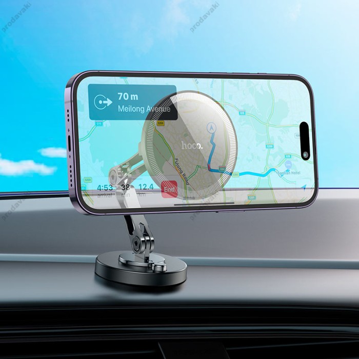 Автомобільний тримач Hoco H50 Jacques metal ring magnetic car holder Black Grey