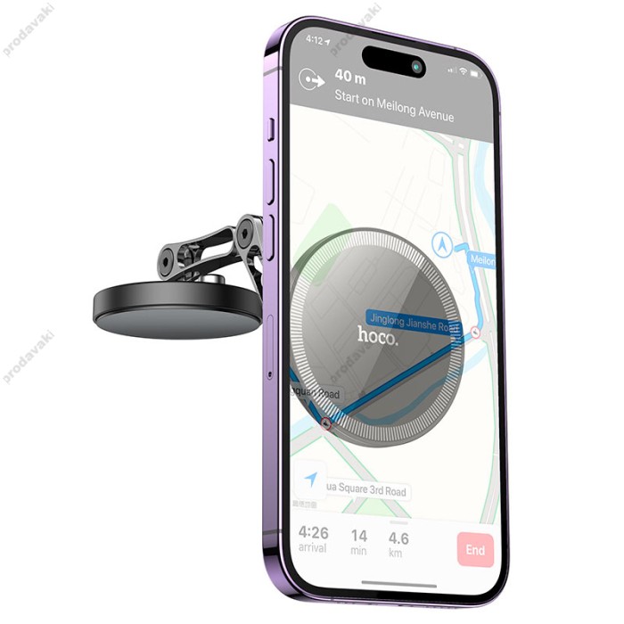 Автомобільний тримач Hoco H50 Jacques metal ring magnetic car holder Black Grey