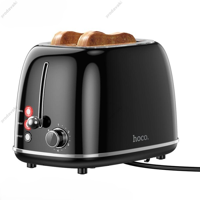 Тостер Hoco HJD11A Kitchen retro toaster 850W 38mm slot 6 levels Black
