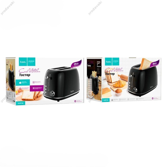 Тостер Hoco HJD11A Kitchen retro toaster 850W 38mm slot 6 levels Black