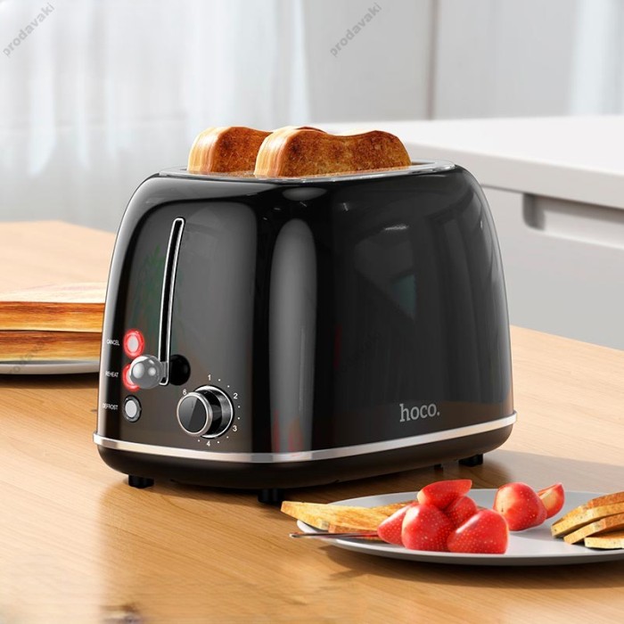 Тостер Hoco HJD11A Kitchen retro toaster 850W 38mm slot 6 levels Black