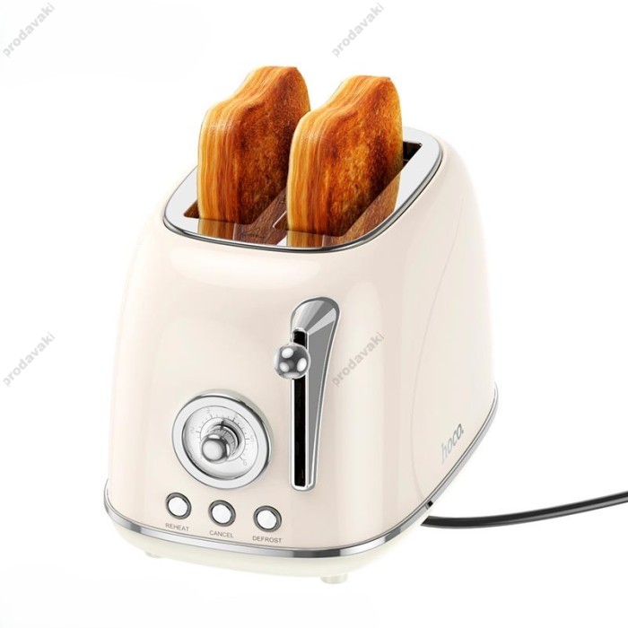 Тостер Hoco HJD12A Kitchen retro toaster 850W 38mm slot 6 levels Milky white