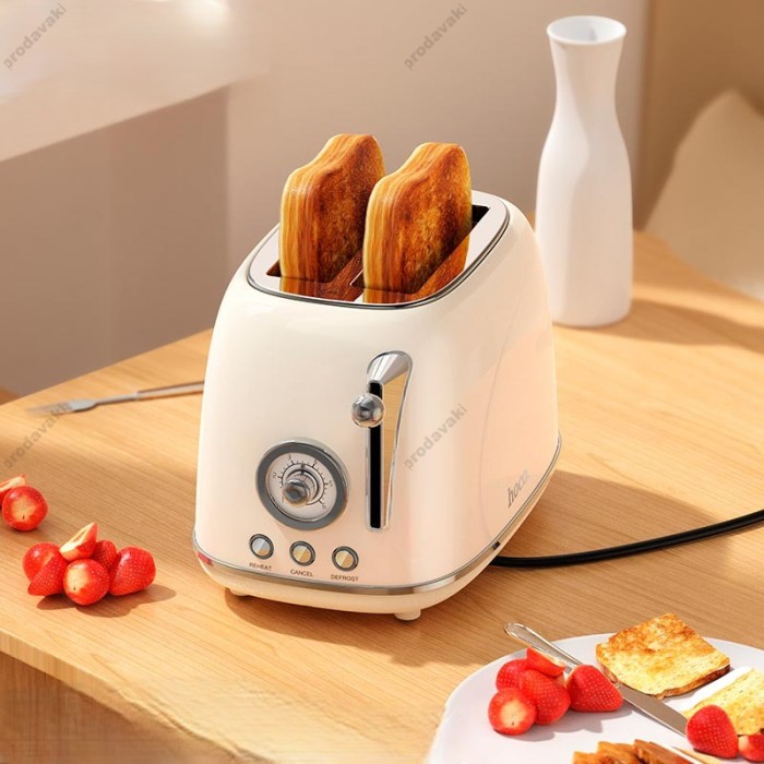 Тостер Hoco HJD12A Kitchen retro toaster 850W 38mm slot 6 levels Milky white
