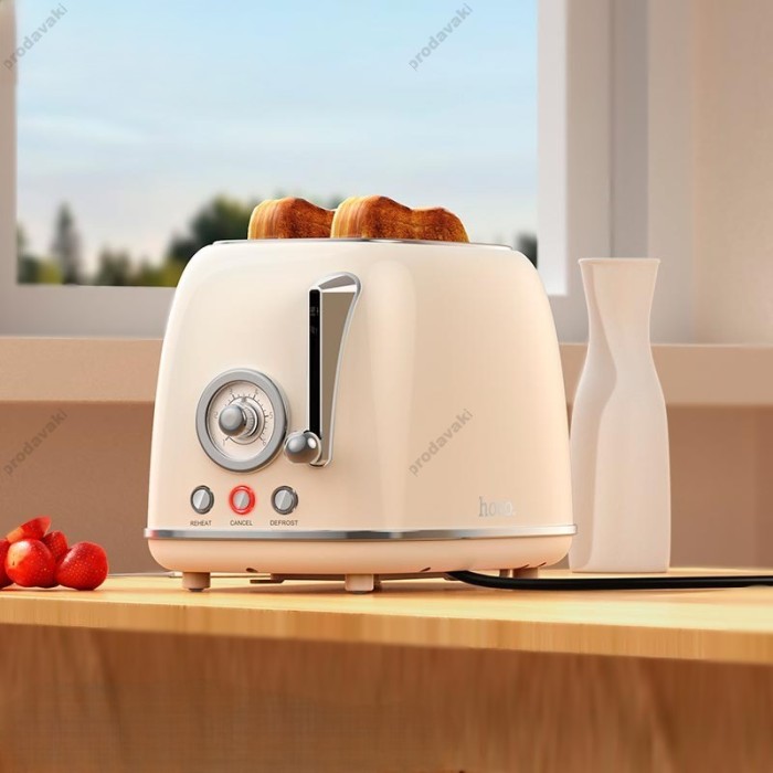 Тостер Hoco HJD12A Kitchen retro toaster 850W 38mm slot 6 levels Milky white