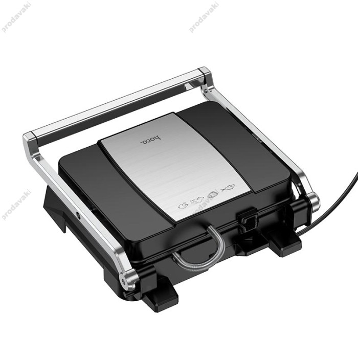 Електрогриль HOCO HE40 Dual heating smokeless non-stick electric frying pan 1800W 5 mode temp Silver