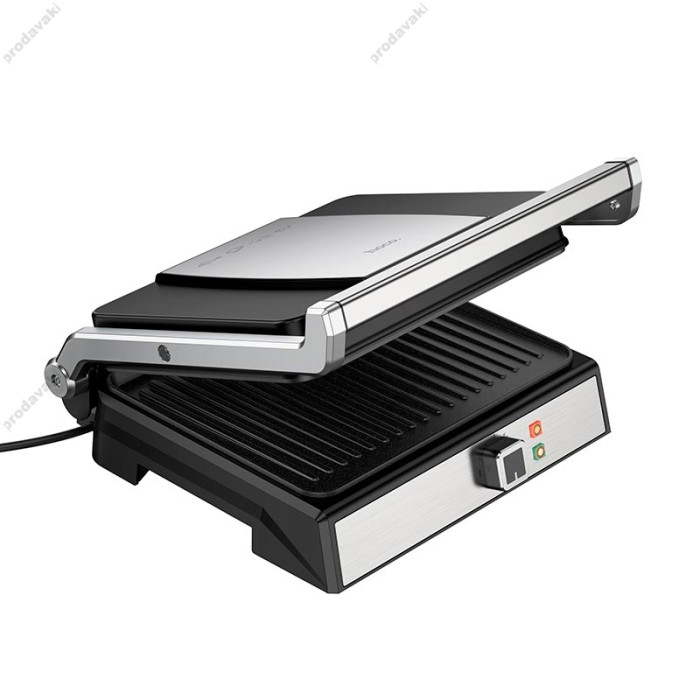 Електрогриль HOCO HE40 Dual heating smokeless non-stick electric frying pan 1800W 5 mode temp Silver